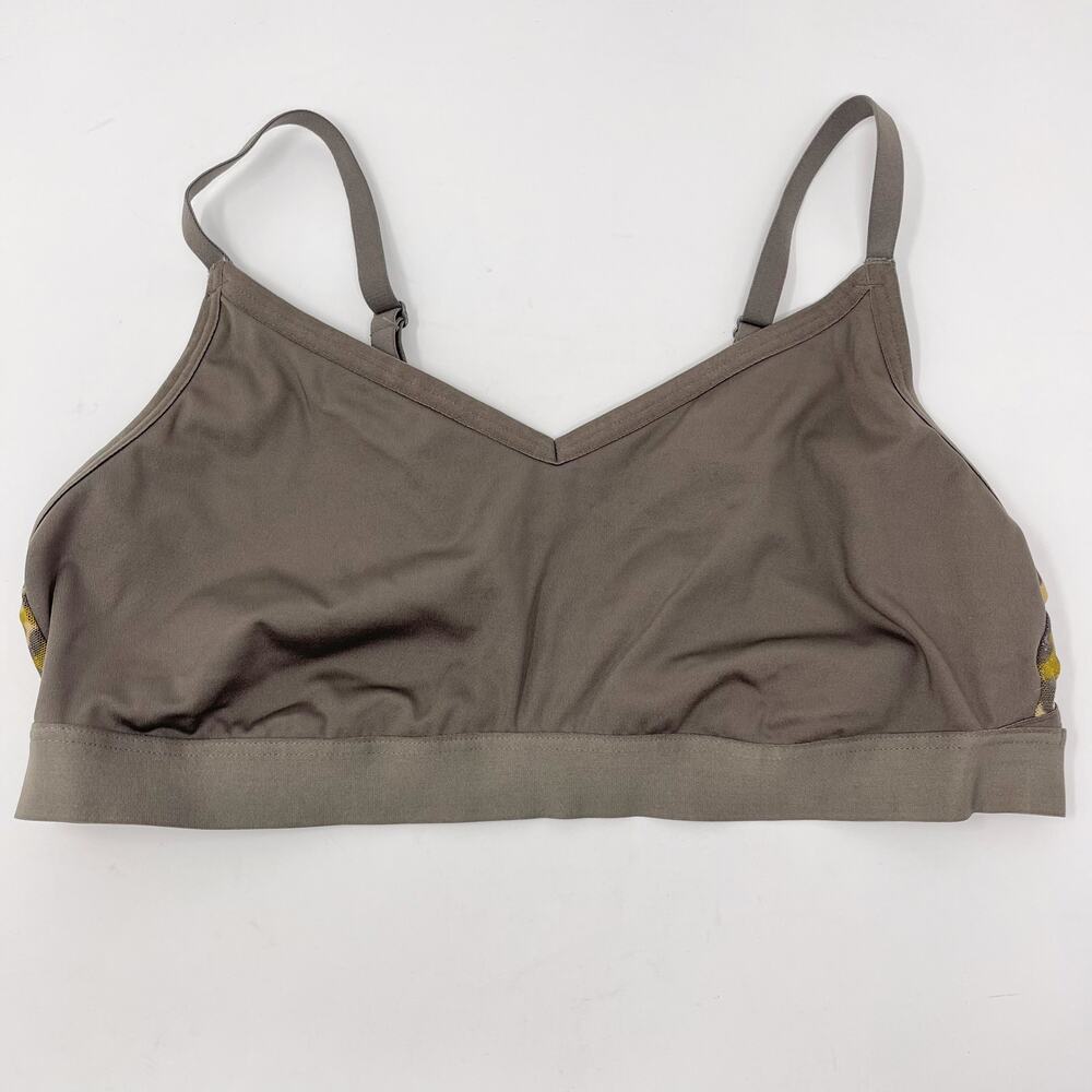 Aerie Offline Large Green Stretch Medium Support Sports Bra Leopard Keyhole Back